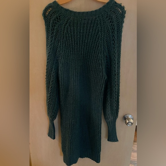 Dark Green Midi Knit Sweater Dress - Picture 4 of 4